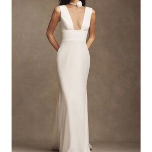 Wtoo by Watters Chloe Sleeveless Plunge Crepe Column Wedding Gown